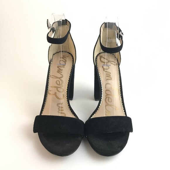 Sam Edelman Black Suede Open Toe Block Heel Sandals Size 9M - Picture 6 of 12